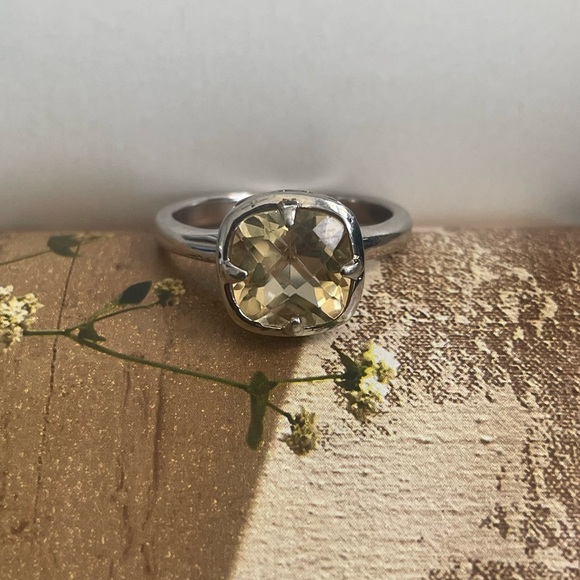 925 Sterling Silver Ring with Natural Faceted Golden Topaz Gemstone (US 9) - Picture 10 of 13